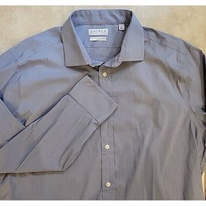 Lauren Ralph Lauren‎ Nylon stretch Slim Fit 17 34/35 XL blue button up shirt LS